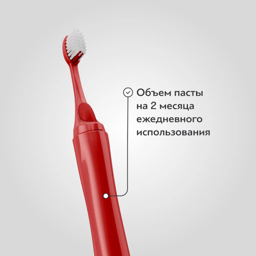 Зубная щетка 2 в 1 PUSH BRUSH Red паста+щетка | фото