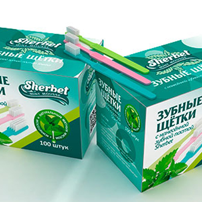 Одноразовые зубные щетки Sherbet с нанесенной мятной пастой