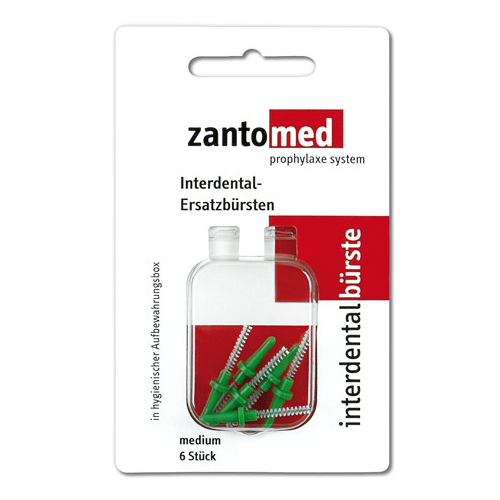 Zantomed Interdental Brush Medium сменные щеточки для межзубных промежутков, средние, зеленые (6 шт) | фото