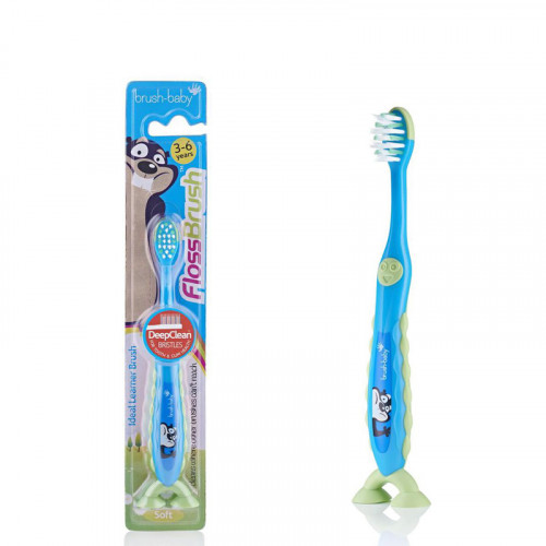 Brush-Baby FlossBrush NEW зубная щётка, 3-6 лет, голубая | фото