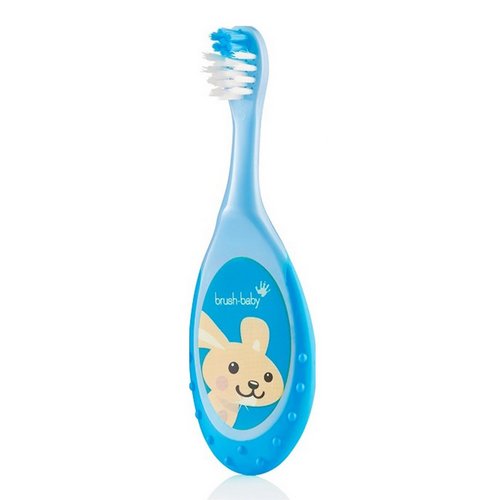 Brush-Baby FlossBrush зубная щетка, 0-3 года, голубая | фото