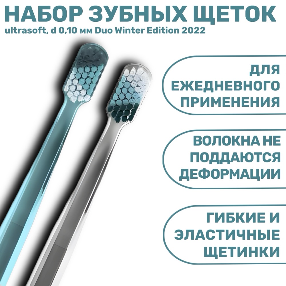 Набор зубных щеток ultrasoft d 0.10 мм 2 шт Duo Winter Edition 2022 | фото