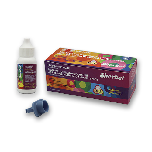 Sherbet Prophylaxis Paste, вкус ассорти, зернистость средняя, 200 унидоз, с индикатором зубного налета | фото