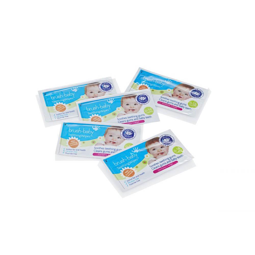 Комплект Brush-Baby Applemint 0-2 года, 50 мл+ Салфетки д/полости рта с ксилитолом Dental Wipes с ромашкой (20 шт в упак)