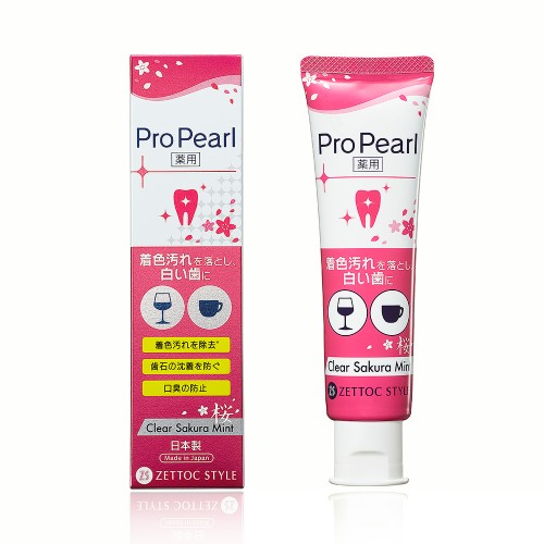 NIPPON ZETTOC Японская отбеливающая зубная паста без фтора ProPearl для свежего дыхания (сакура-мята), 100 гр | фото