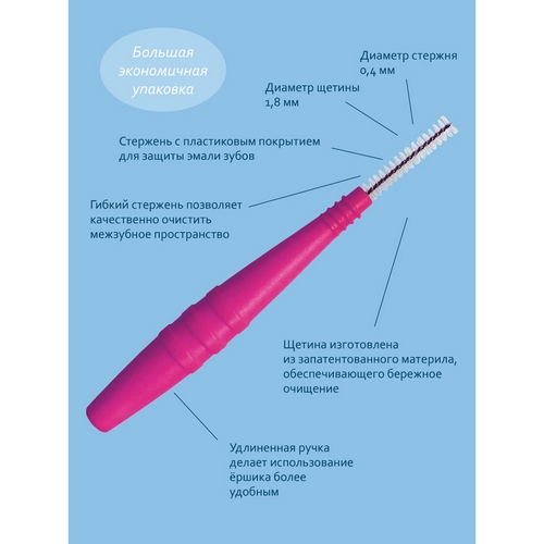 Межзубные ершики Plackers Dental Brush XS, 0.4 мм | фото