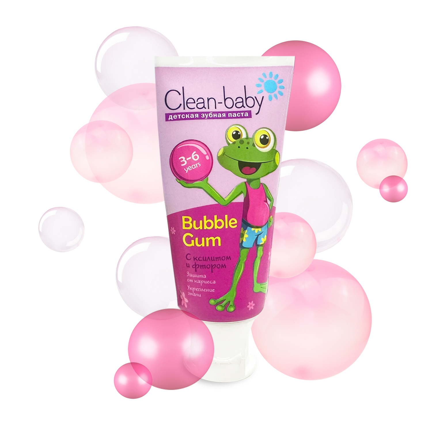 НАБОР: Clean- baby - Паста зубная детская (3- 6 лет ) 50 мл (Bubble Gum) + Clean- baby - Щетка зубная детская (от 3х лет) , лягушка (розовая) + Индикатор зубного налета и кариеса в палочках для детей и взрослых т.м. " Clean Baby", 20 шт/ упак.