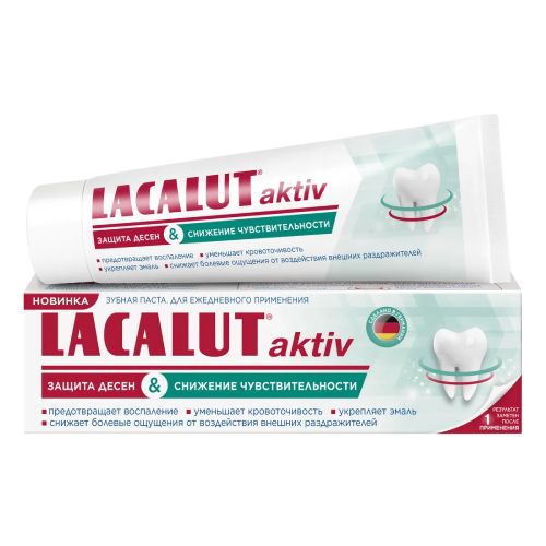 Lacalut aktiv защита десен и снижение чувствительности зубная паста, 75 мл | фото