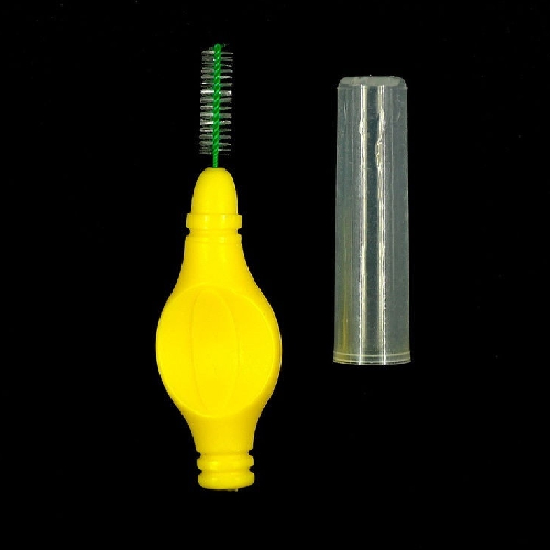 Межзубные щетки (ершики) для чистки зубов с прорезиненной ручкой PESITRO (0,7 мм желт., 6 шт. в упак)