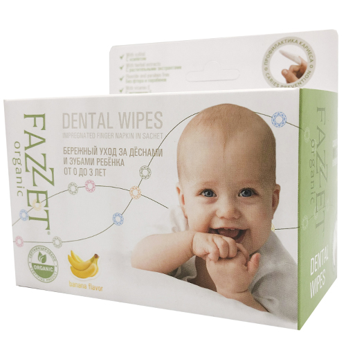 Fazzet-organic Dental Wipes детские влажные салфетки для полости рта 0-3 года, 28 шт. | фото