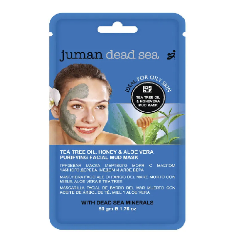 Juman Грязевая маска для лица с минералами мертвого моря, маслом чайного дерева, мёдом и алоэ вера 50г | фото