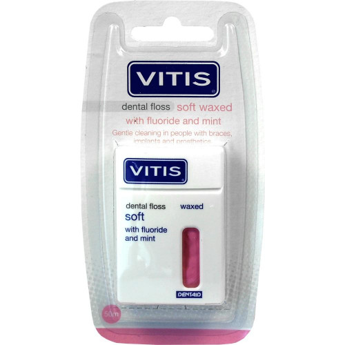 Vitis Waxed Dental Floss FM зубная нить со фтором и мятой | фото