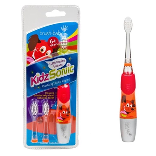 Звуковая зубная щетка с 6 лет Brush-Baby KidzSonic(Красный)