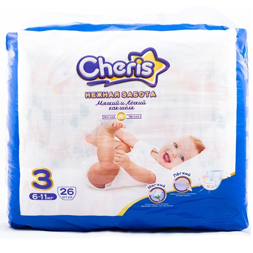 Детские подгузники Cheris 26 шт., M (6-11 кг) | фото