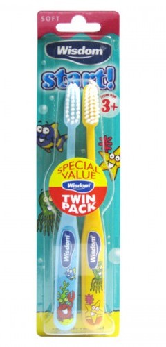 Wisdom Детские зубные щетки (2шт) с 3-х лет. Малый размер головки и тонкие ворсинки.