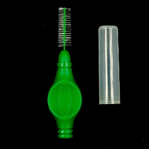 Межзубные щетки (ершики) для чистки зубов с прорезиненной ручкой PESITRO (0,8 мм зел., 6 шт. в упак)