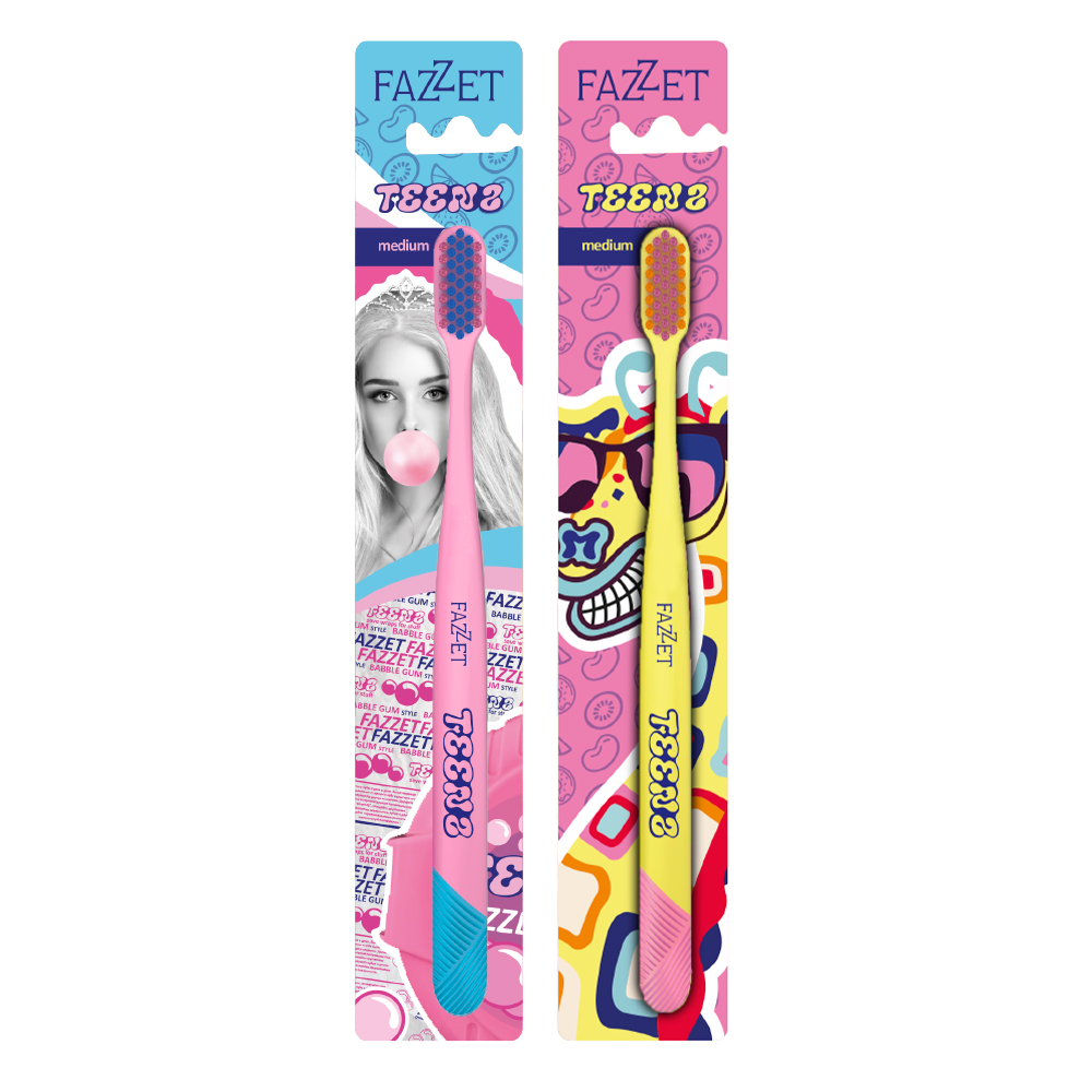 Зубная щетка для подростков Fazzet TEENS Bubble Gum + Зубная щетка для подростков Fazzet TEENS Pop-Art, 10+ | фото