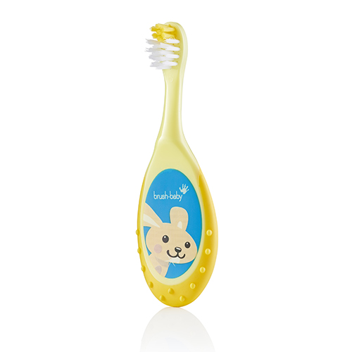 Brush-Baby FlossBrush зубная щетка, 0-3 года, желтая | фото