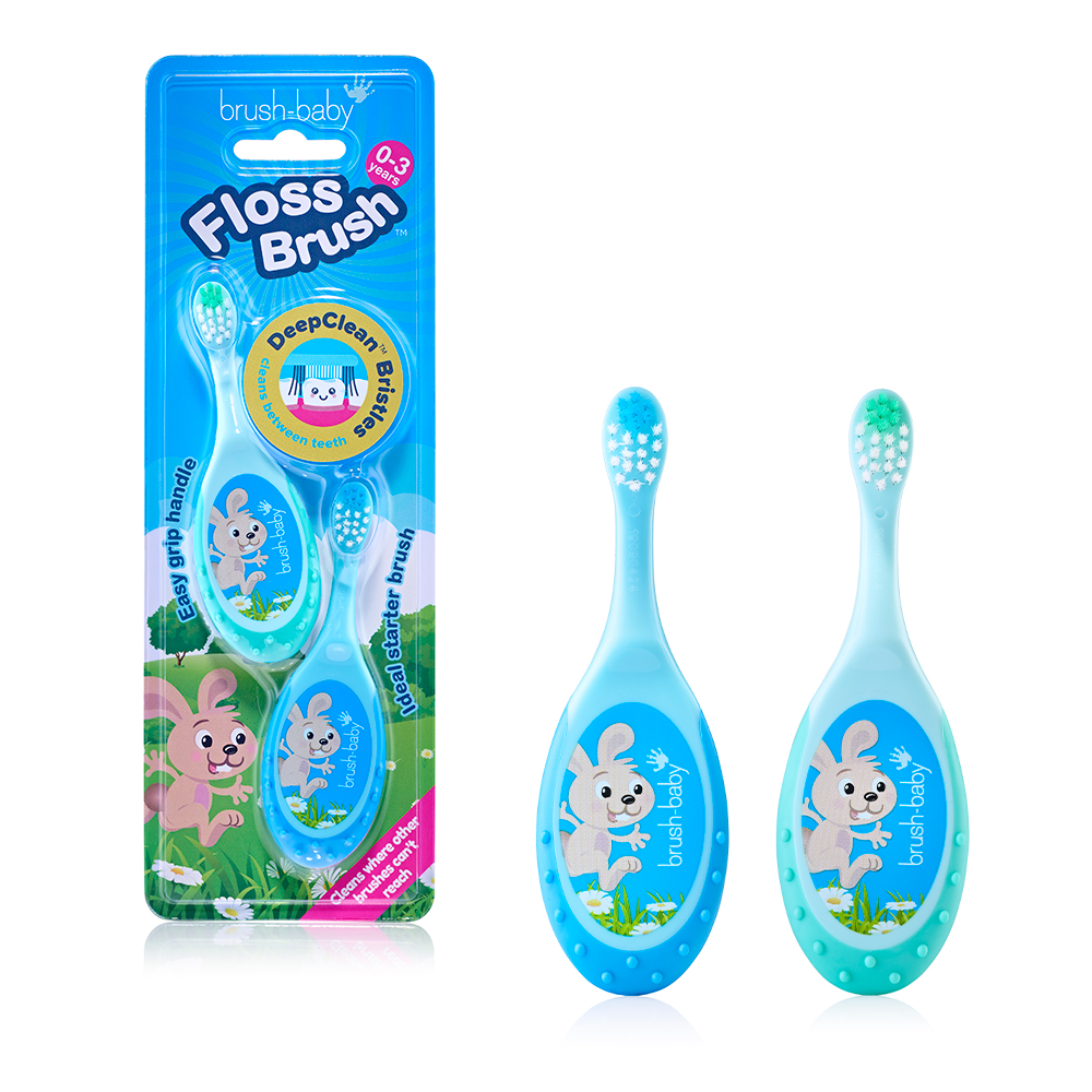 Зубная щетка Brush-Baby FlossBrush, 0-3 года, 2 шт, бирюзовая+голубая | фото