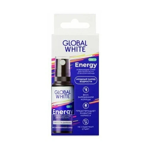 Спрей освежающий GLOBAL WHITE «ENERGY» корица для полости рта, 15 мл | фото