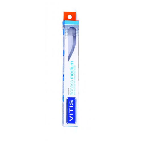 Vitis Access Medium мини-зубная щетка с щетинками средней жесткости в твердой упаковке | фото