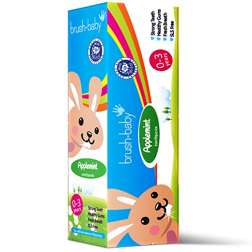 Brush Baby - Паста зубная детская (0-3 года) 50 мл (яблоко/мята) Toothpaste Applemint - (В КОРОБКЕ).