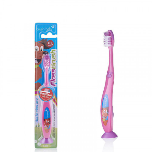 Brush-Baby FlossBrush NEW зубная щётка, с 6 лет, розовая | фото