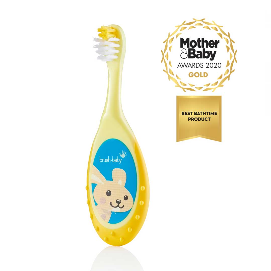 Brush-Baby FlossBrush зубная щетка, 0-3 года, желтая | фото