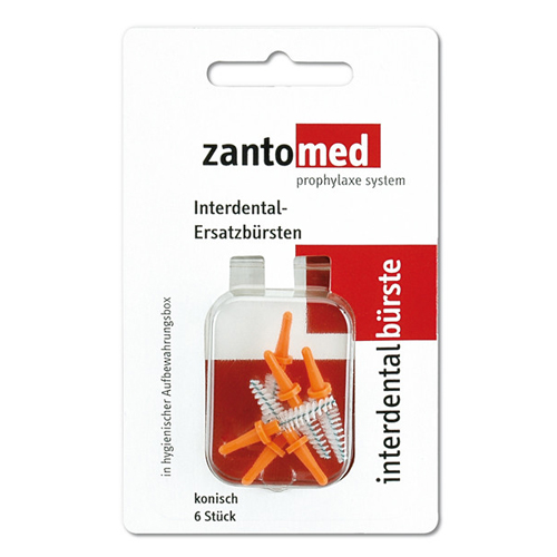Zantomed Interdental Brush Conical сменные щеточки для межзубных промежутков, конические, оранжевые (6 шт) | фото