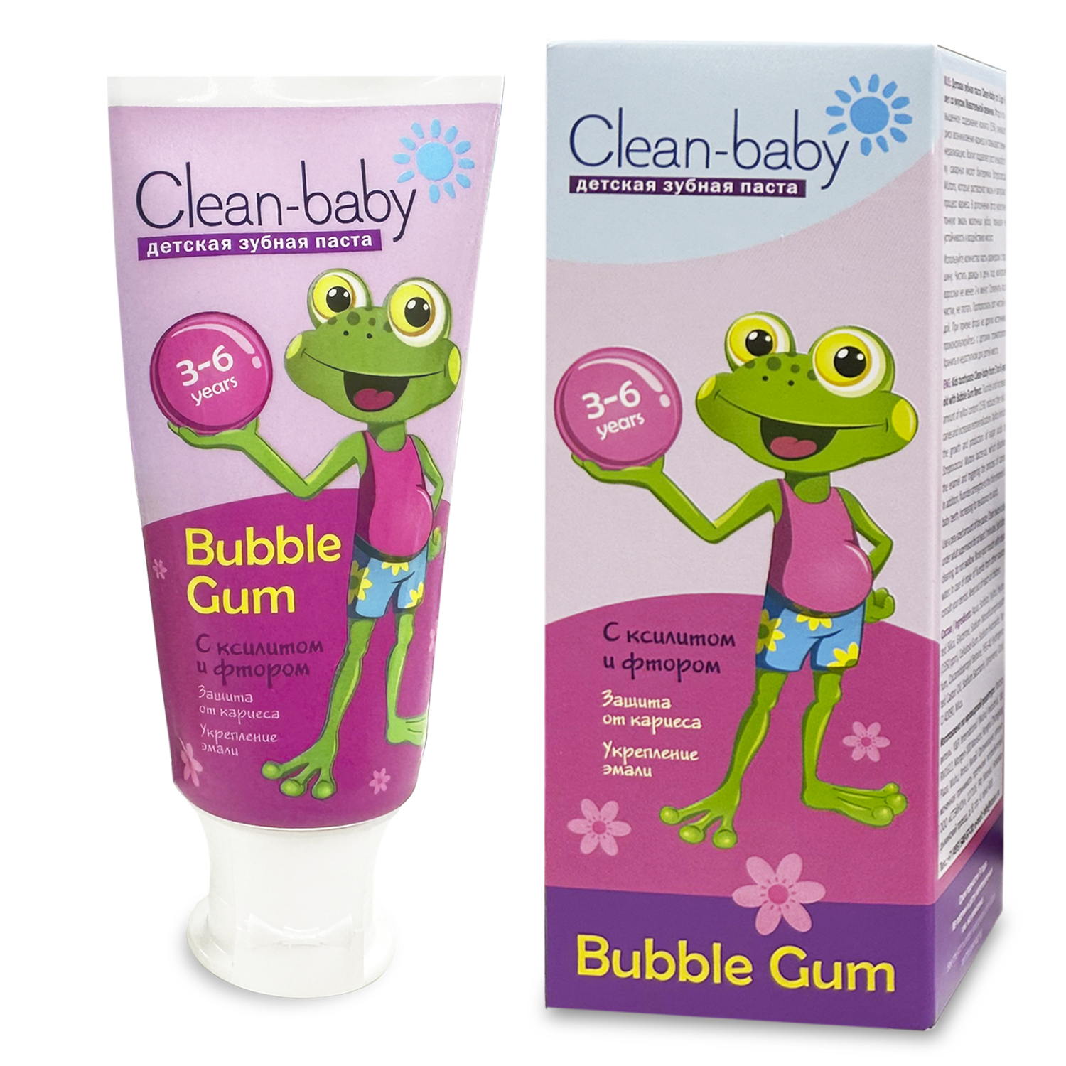 НАБОР: Clean- baby - Паста зубная детская (3- 6 лет ) 50 мл (Bubble Gum) + Clean- baby - Щетка зубная детская (от 3х лет) , лягушка (розовая) + Индикатор зубного налета и кариеса в палочках для детей и взрослых т.м. " Clean Baby", 20 шт/ упак.