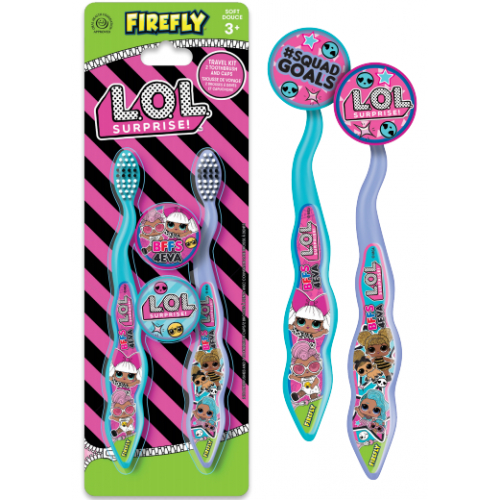Набор детских зубных щеток Firefly L.O.L с защитным колпачком | фото
