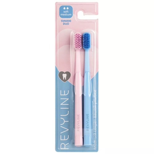 Набор зубных щеток Revyline SM6000 DUO Розовая + Голубая | фото
