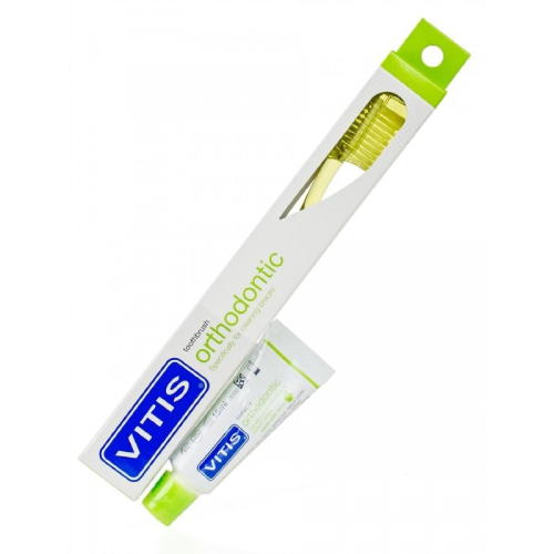 Щётка зубная в твердой упаковке Vitis Ortho access + Зубная паста Vitis Orthodontic 15 мл | фото