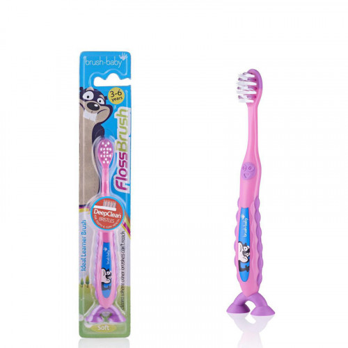 Brush-Baby FlossBrush NEW зубная щётка, 3-6 лет, розовая | фото