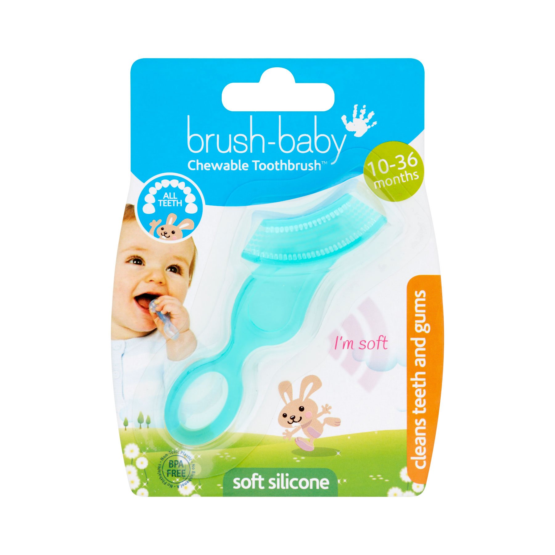Комплект Brush-Baby Applemint 0-2 года, 50 мл+Сhewable Toothbrush жевательная зубная щётка