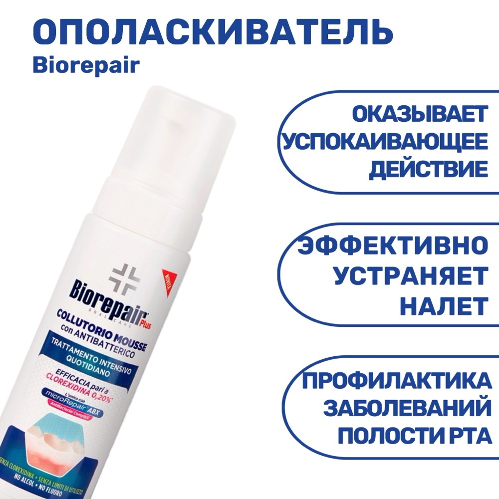 Biorepair Plus Mouthwash Mousse ополаскиватель для полости рта 200 мл | фото