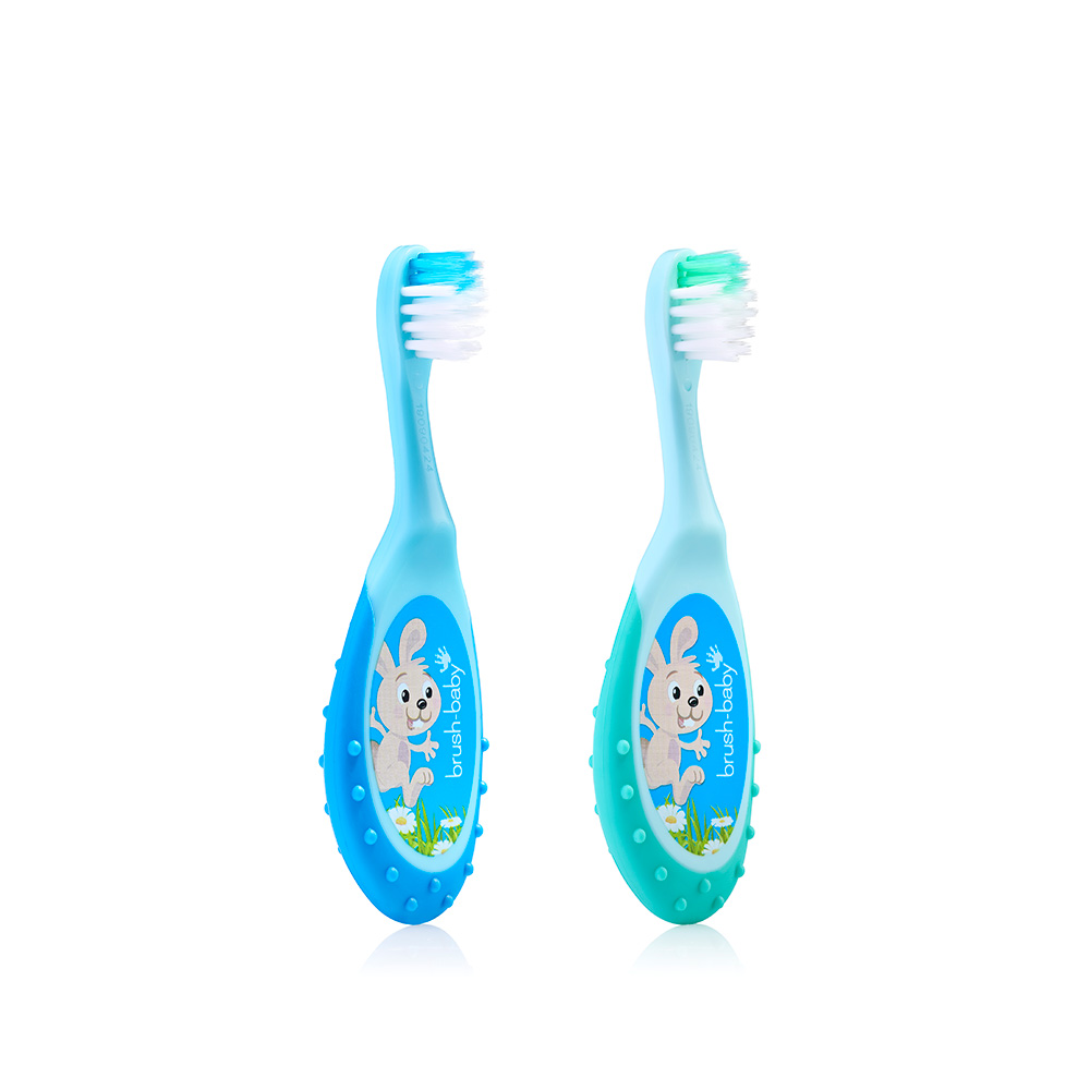 Зубная щетка Brush-Baby FlossBrush, 0-3 года, 2 шт, бирюзовая+голубая | фото