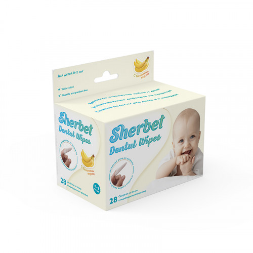 Салфетки влажные детские для зубов и ротовой полости торговой марки "Sherbet" (28шт/уп)