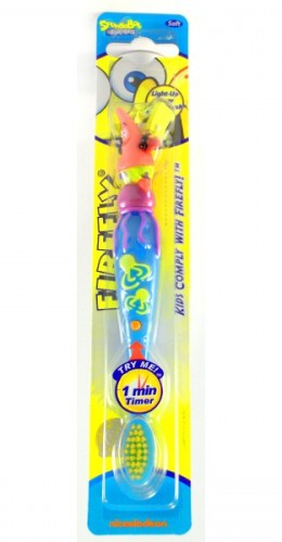 Spongebob FIREFLY Детская зубная мягкая щетка с таймером-подсветкой. Мягкая щетина. От 3-х лет.