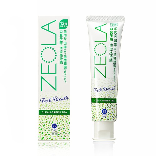 NIPPON ZETTOC Японская зубная паста с фтором ZEOLA для укрепления дёсен и свежего дыхания (зеленый чай), 95 гр | фото