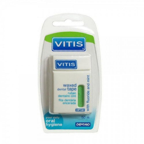Vitis Waxed Dental Tape зубная нить со фтором и мятой | фото